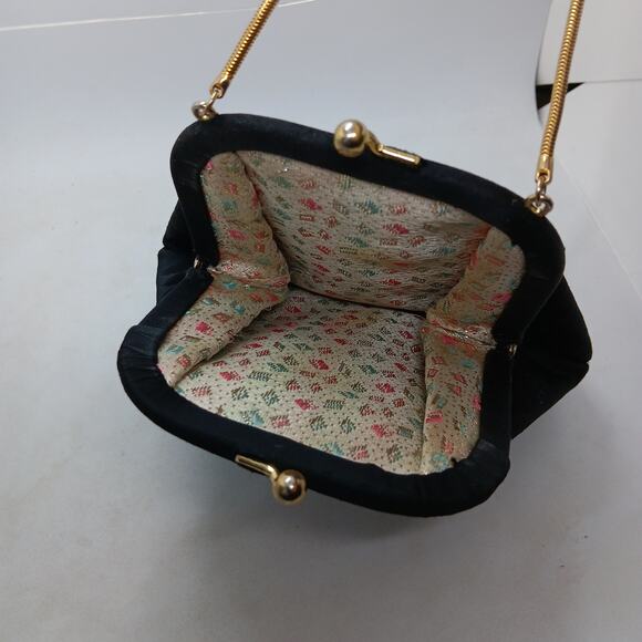 Vintage Mini Purse Black Gold Chain and Hardware - Picture 3 of 14